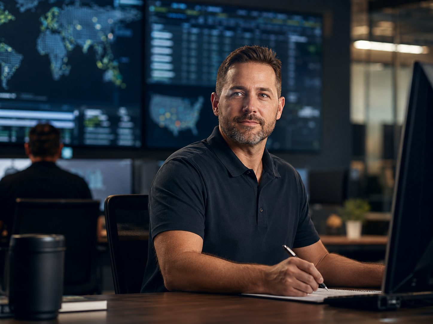 Intermodal operations professional working in a modern logistics environment
