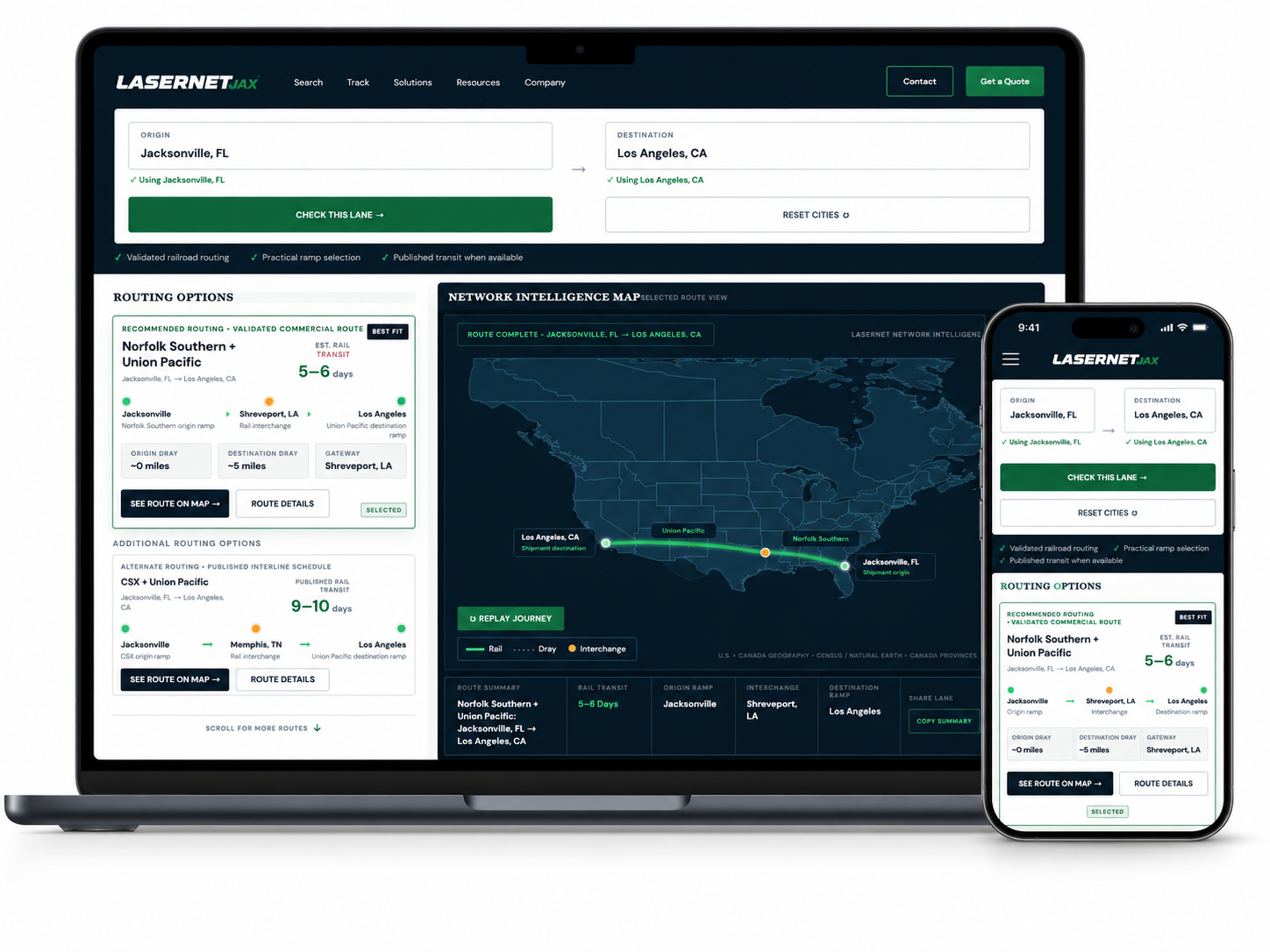 LaserNet Jax Lane Advisor shown on desktop and mobile