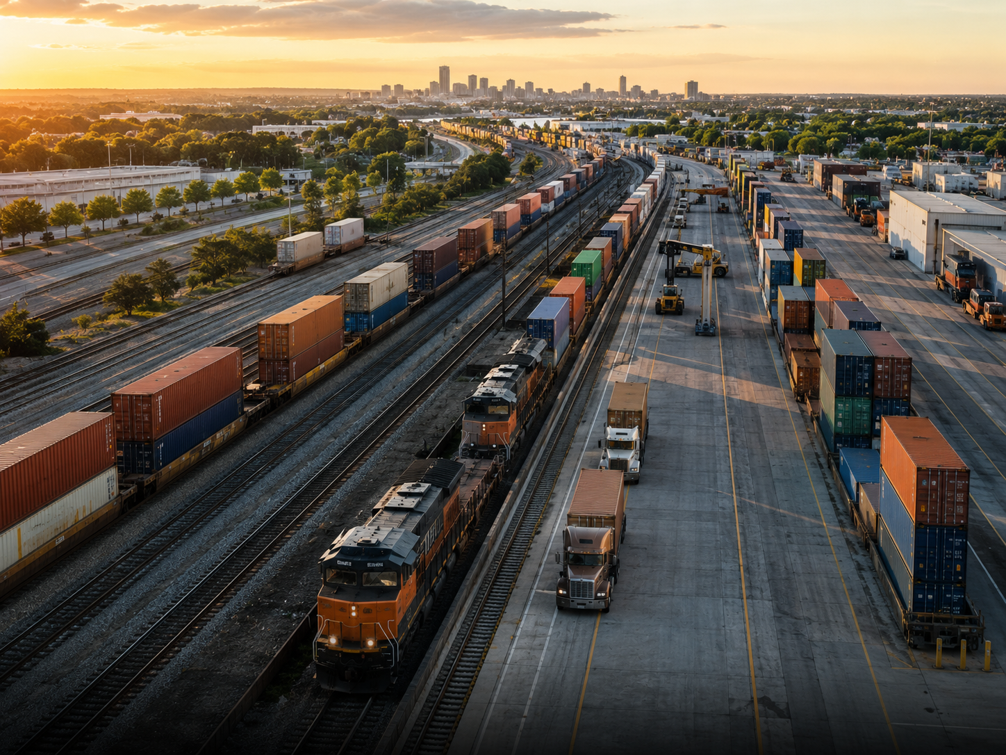 Intermodal containers and rail operations illustrating LaserNet network reach